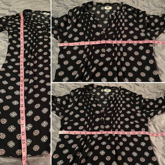 Old Navy Casual Floral Medallion Print MicroPleat front Tshirt Dress Navy XS - Picture 9 of 12